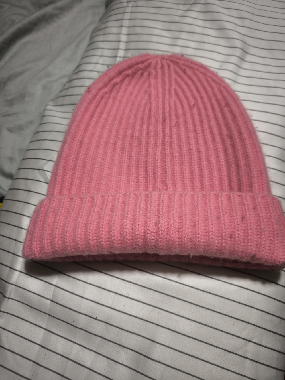 White + Warren Pink Ribbed Knit Beanie